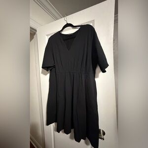 EShakti Black Short Sleeve Midi Dress - 20W